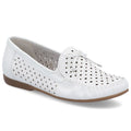 Women's leather moccasins, openwork, lightweight, comfortable, white, Rieker L6352-80 Rieker