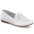Women's leather moccasins, openwork, lightweight, comfortable, white, Rieker L6352-80 Rieker