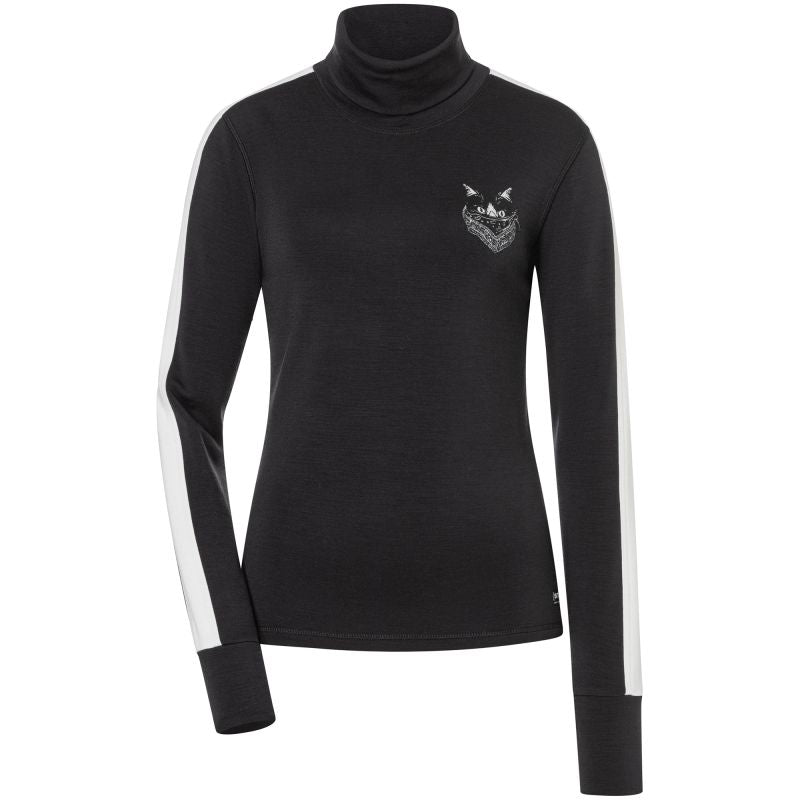 Women’s SUPER.NATURAL W BANDITO CAT ROLL NECK Long-Sleeve Top, Black