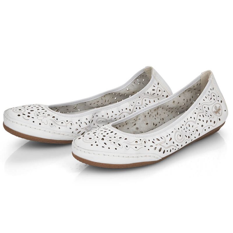 Rieker W RKR649 comfortable leather openwork shoes, white Footwear/Lifestyle/Rieker Your Sports Performance