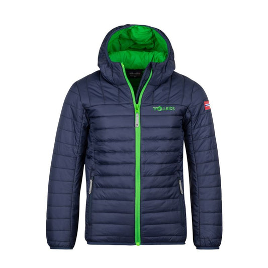 Trollkids Kids Eikefjord Jacket, navy/bright green, ultralight transitional jacket for boys/girls (463-100) In preparation Your Sports Performance