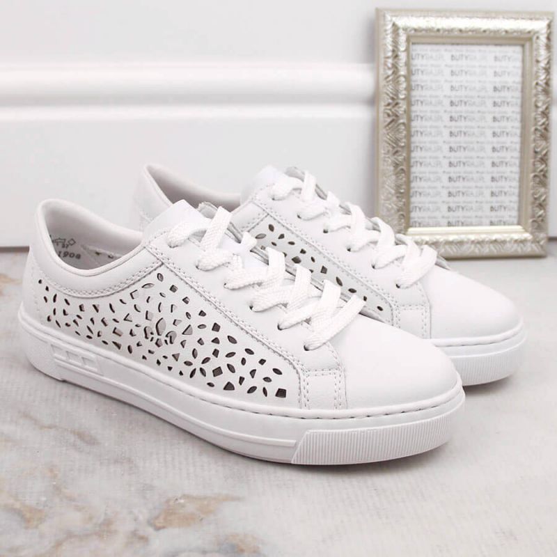 Rieker W RKR641 leather comfort shoes white