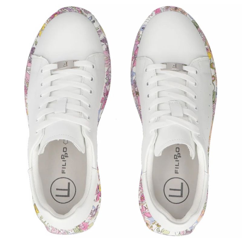 Leather platform sneakers with white floral print Filippo DP7507