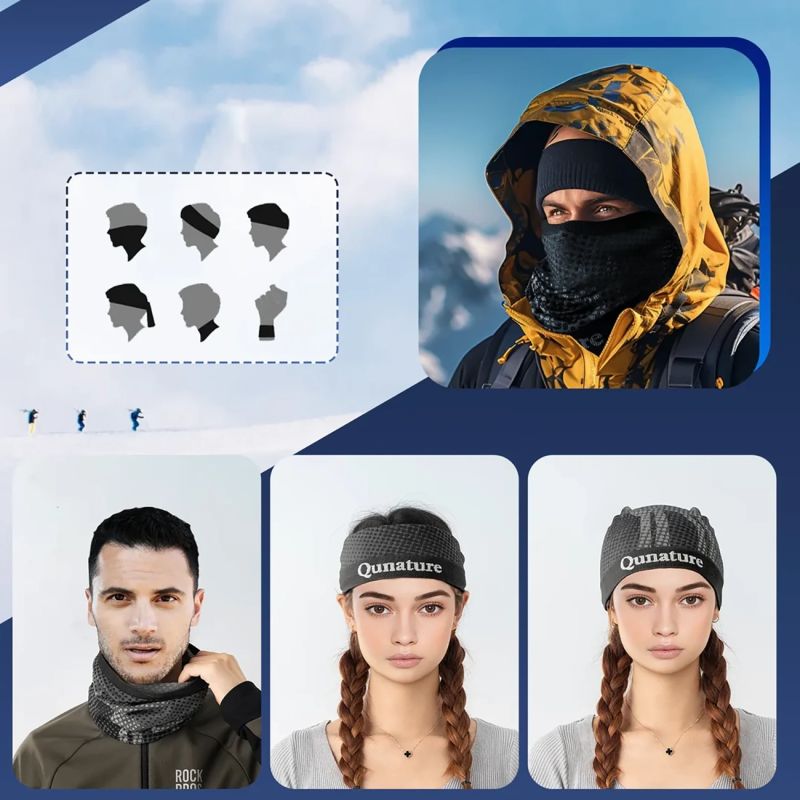 Qunature 11230014002 ski scarf, sports bandana, universal size - black Your Sports Performance