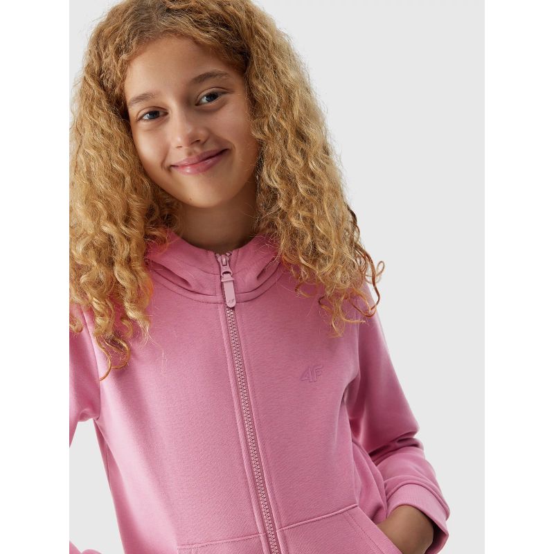 Girls' sweatshirt with a hood, 4F Junior *Kategoria tymczasowa Your Sports Performance