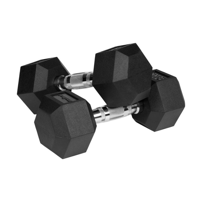 HEX 2x9 kg rubber-coated cast iron dumbbells REBEL ACTIVE To be categorized Your Sports Performance