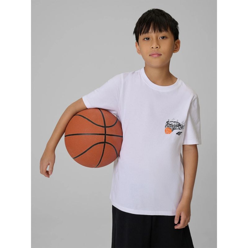 Boys' regular-fit printed T-shirt 4F 4FJRAW26TTSHM4343-10S