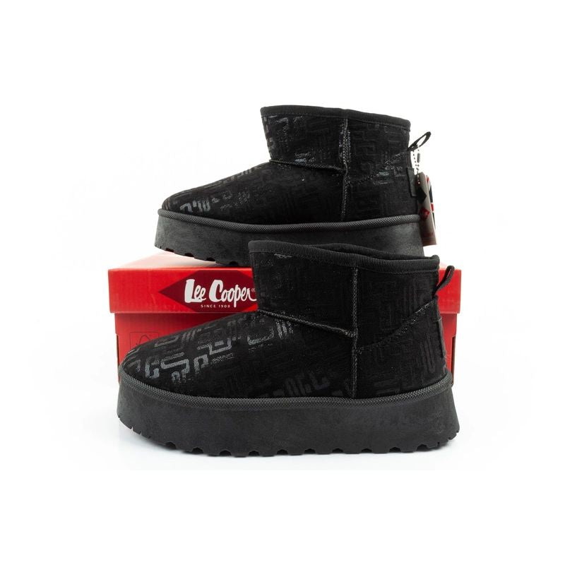 Lee Cooper women's winter snow boots, fashionable fur lined ankle boots, black Lee Cooper