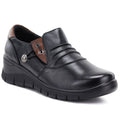 Women's leather wedge shoes, black, Vinceza 133118