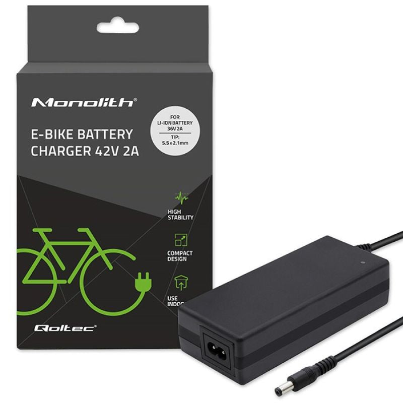 QOLTEC ELECTRIC BIKE BATTERY CHARGER 36V | 42V | 2A | 5.5*2.1 Zasilacze dedykowane/Zasilacze do pozostałych urządzeń Your Sports Performance