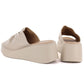 Women's beige leather wedge sandals Vinceza 66949 Vinceza