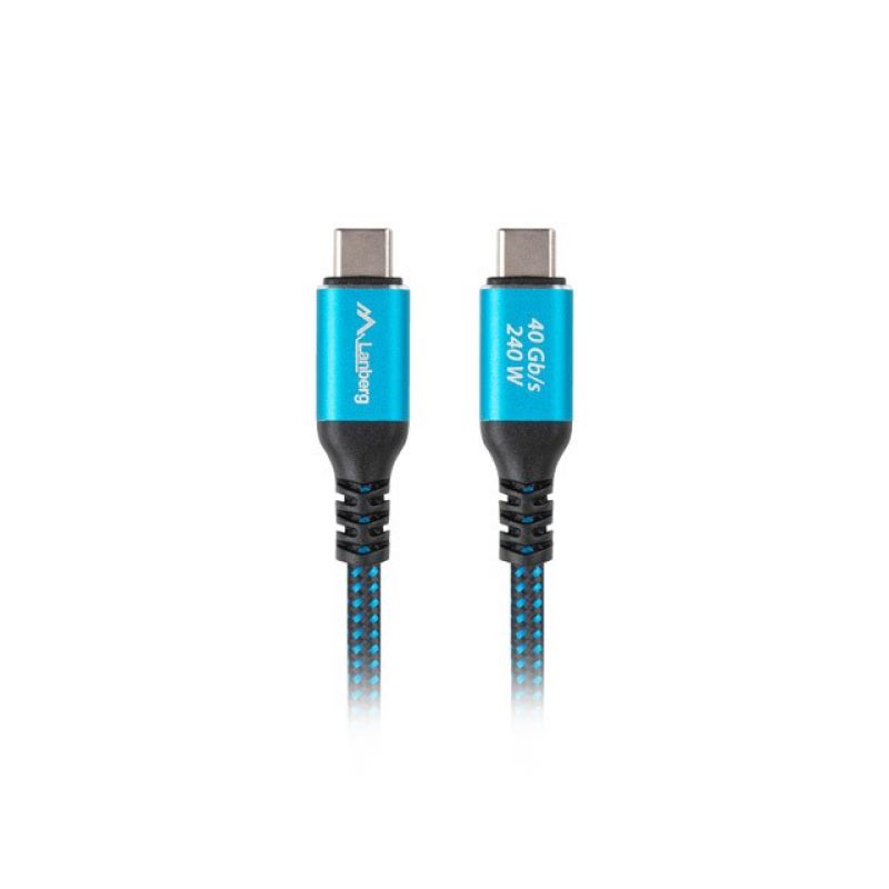 LANBERG USB-C CABLE M/M USB4 0.5M 240W 8K 60HZ BLACK-BLUE Kable i adaptery/Kable USB Your Sports Performance