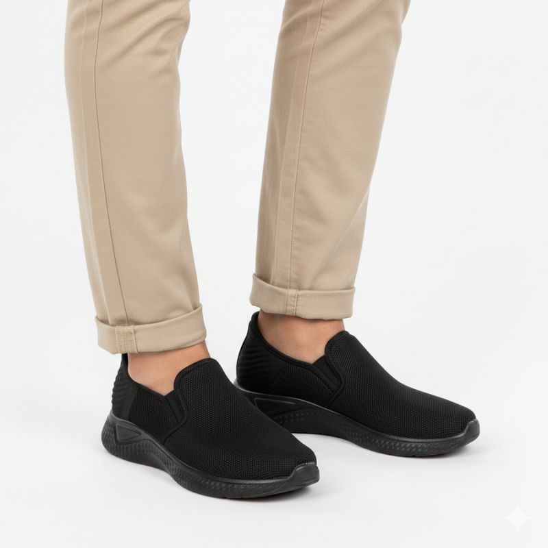 Men's textile slip-on sneakers, black NEWS 170-M To be categorized Your Sports Performance