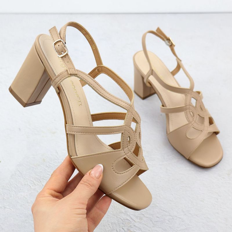 Beige Sergio Leone SK884 women's block heel sandals Footwear Your Sports Performance
