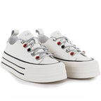 Women's leather sneakers on the platform white Goe T2N4072 Goe