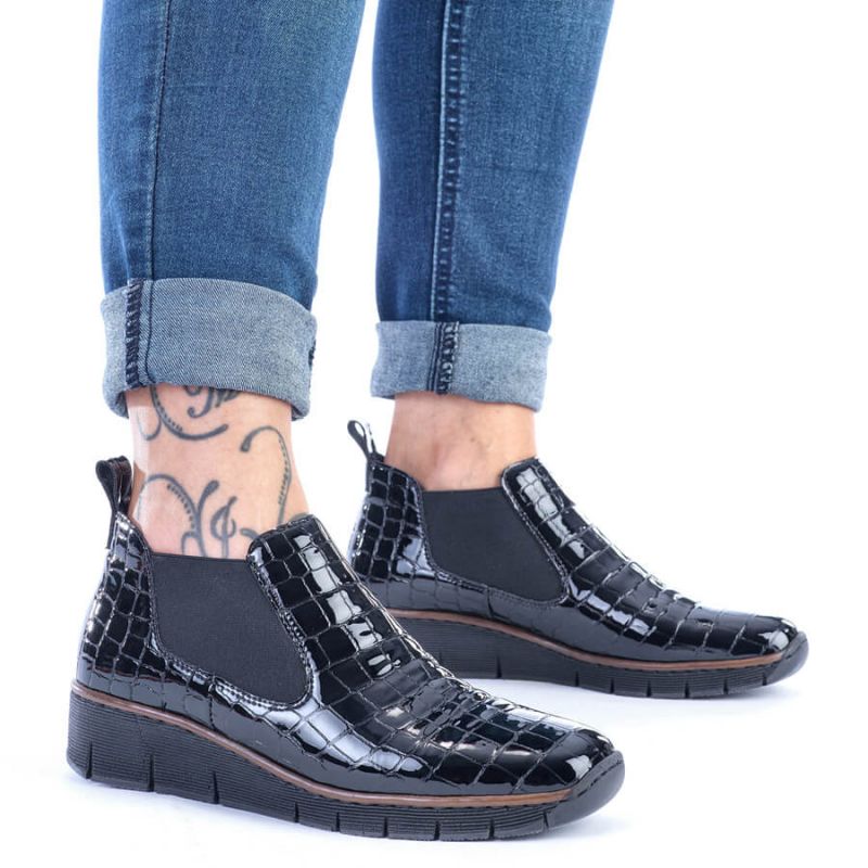 Rieker W R474 snakeskin leather ankle boots black Footwear/Lifestyle/Rieker Your Sports Performance