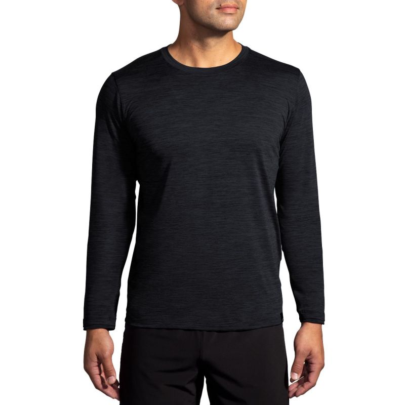 Men's Luxe Long Sleeve Running T-shirt, Black Import z Brooks/Brooks/Koszulki Your Sports Performance