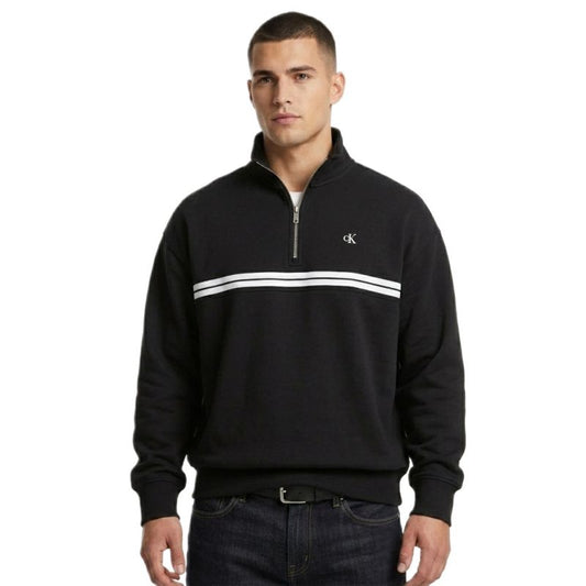 Calvin Klein Zip Fleece Hoodie Logo Tape Black - LZ04RE285G-UB1 WD