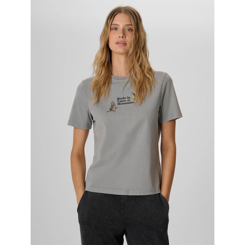 Women's loose T-shirt with print 4F 4FKAW26TTSHF4502-26S