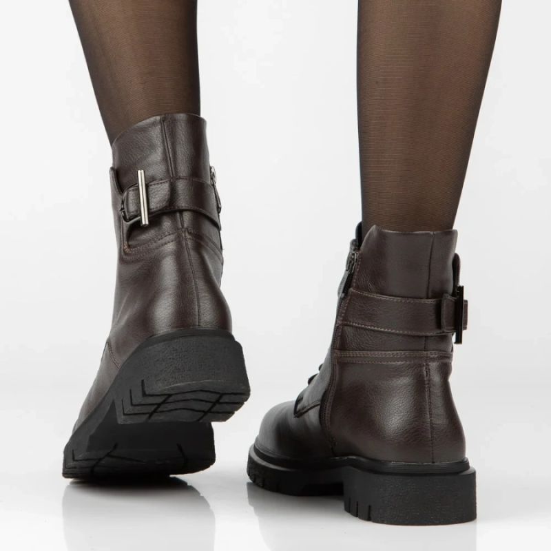 Women's leather ankle boots, dark brown, Filippo DBT8018
