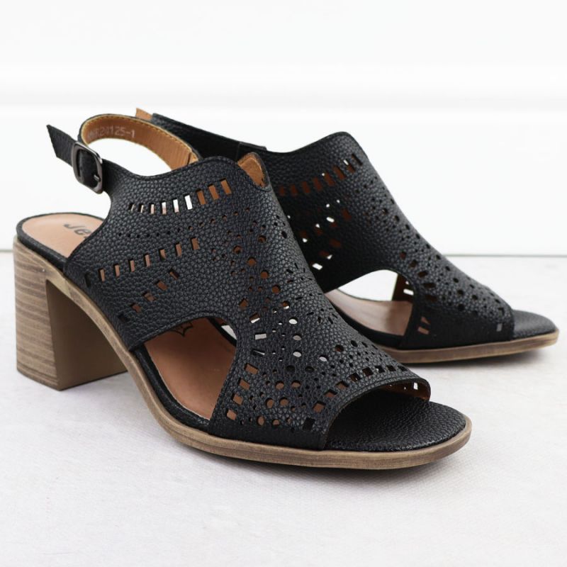 Women's openwork high-heeled sandals, black, Jezzi 24125 Footwear Your Sports Performance