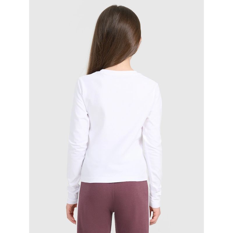 Girls' plain slim-fit long-sleeve top 4F 4FJRAW25TLONF603-10S