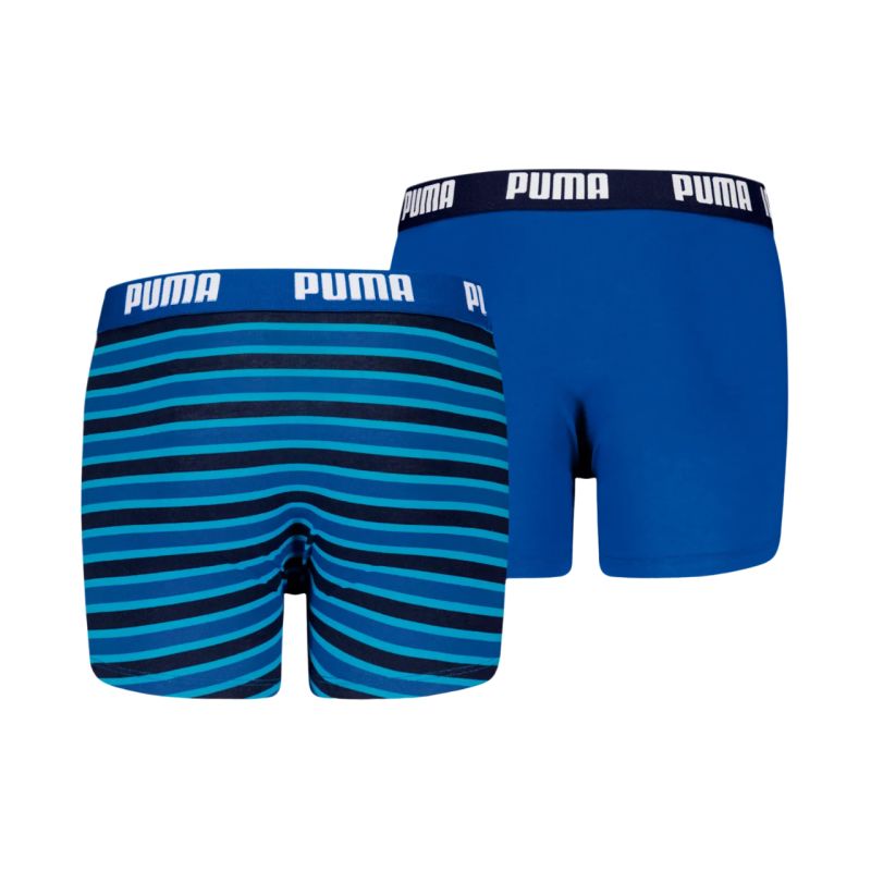 Puma Everyday Striped Kids' Boxer Shorts 2 Pack Blue and Black 938970 04