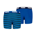 Puma Everyday Striped Kids' Boxer Shorts 2 Pack Blue and Black 938970 04