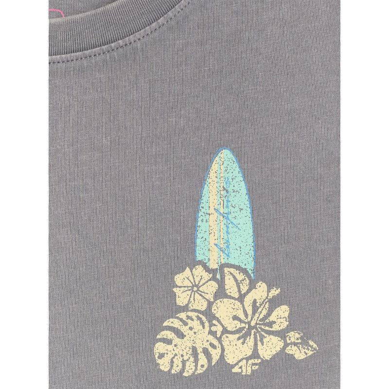 Loose T-shirt with print for girls 4F 4FJRSS26TTSHF3980-25S