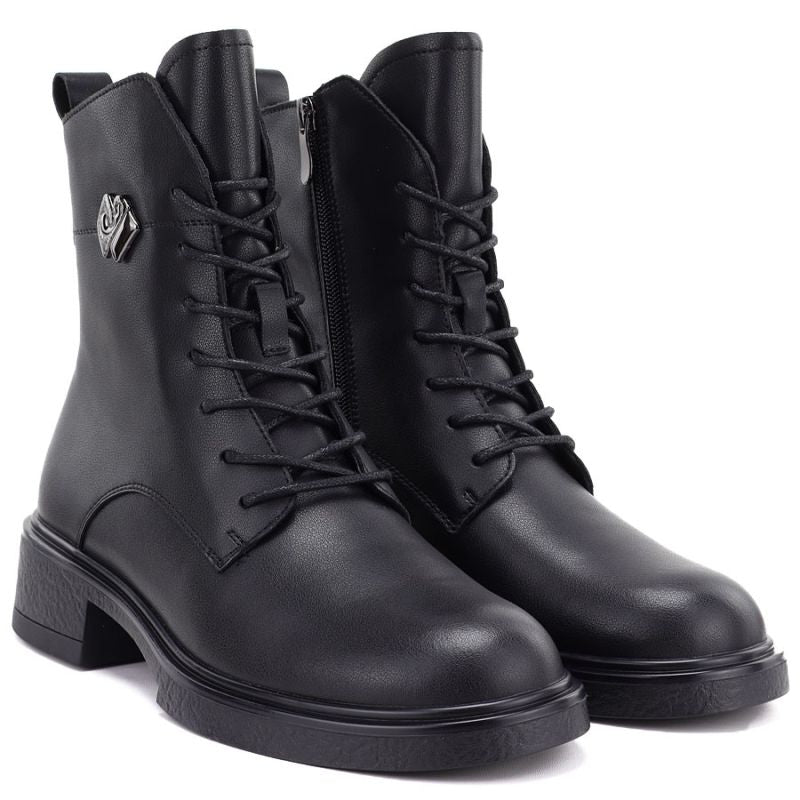 Women's leather ankle boots, black, D&A S.Barski MK62-7014