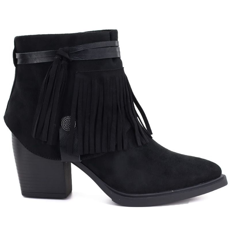 Women's cowboy boots with fringes, insulated, black M.Daszyński