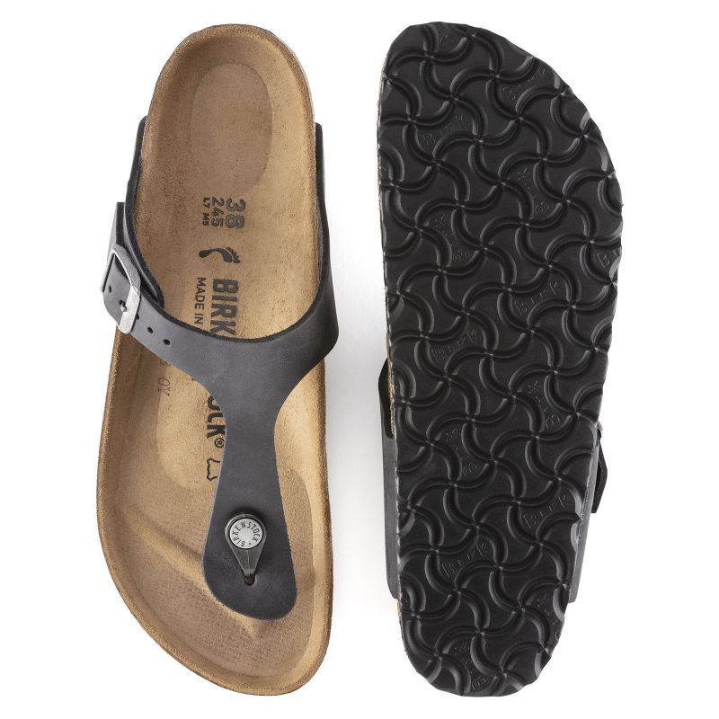 Birkenstock Gizeh NU Oiled Black Regular Women's/Men's Flip-Flops Oiled Leather for Wide Feet (0845251) Footwear/Lifestyle/Birkenstock/Japonki Birkenstock