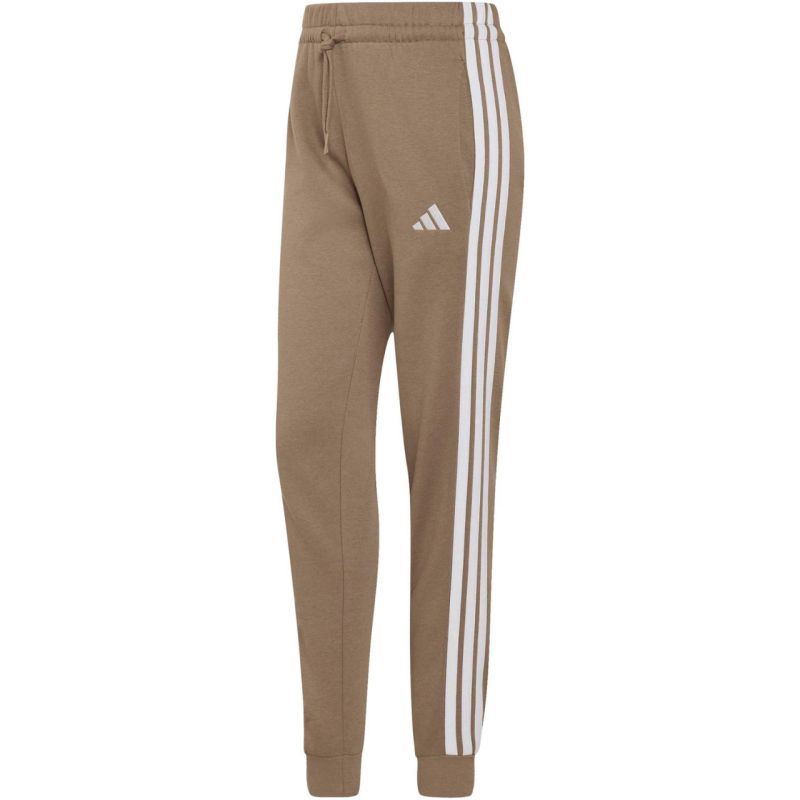 Women's adidas Essentials 3-Stripes Fleece Slim Pants Beige KF8317