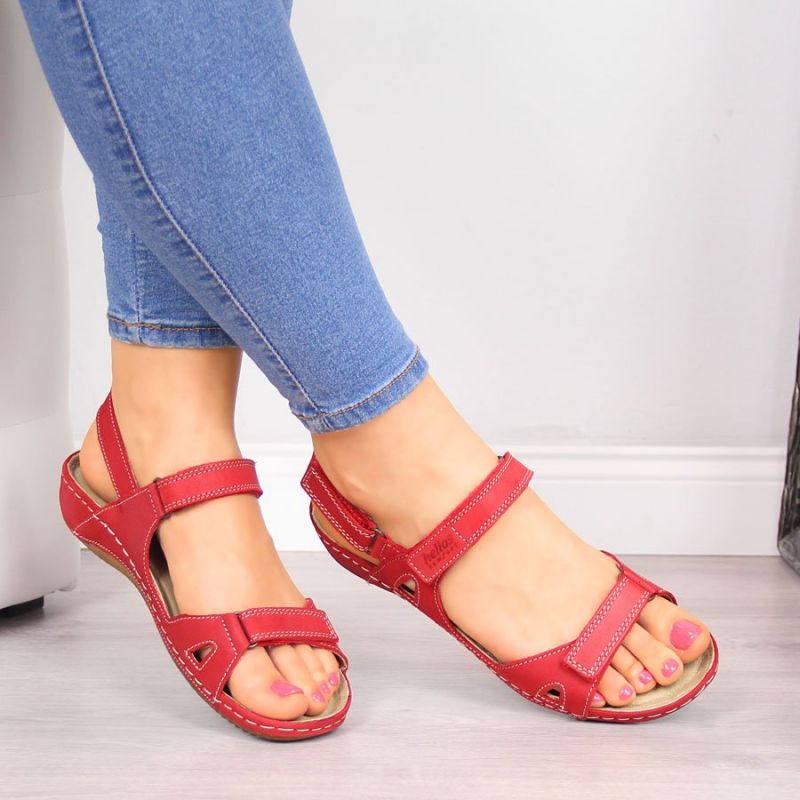 Red Velcro leather sandals W Helios 205 Footwear/Outdoor Your Sports Performance