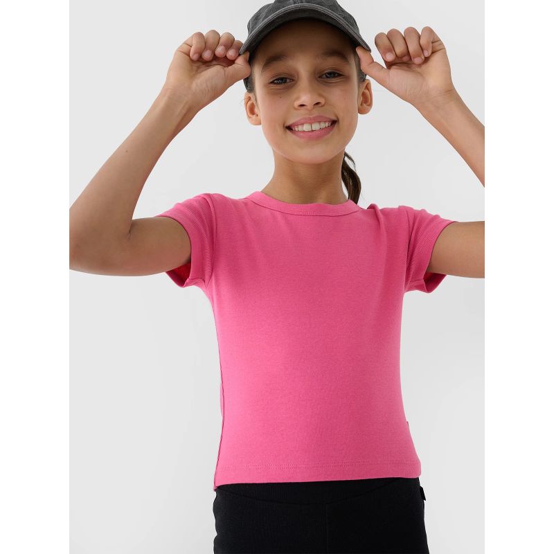 Girls' basic t-shirt top 4F 4FJWSS25TTSHF1852-54S *Kategoria tymczasowa Your Sports Performance