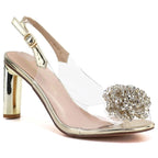Transparent Gold Heeled Sandals D&A MR62-9077