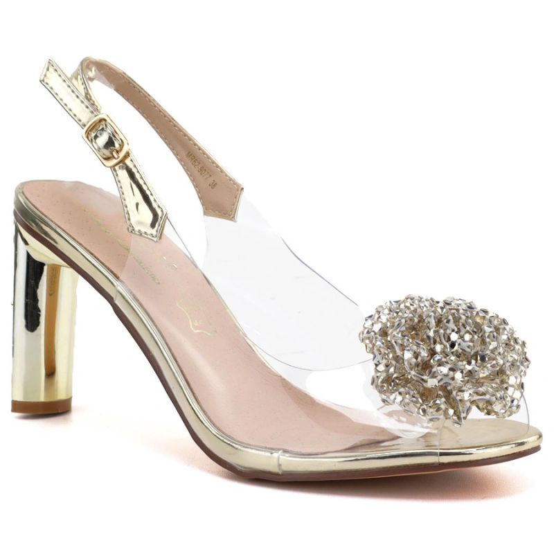 Transparent Gold Heeled Sandals D&A MR62-9077