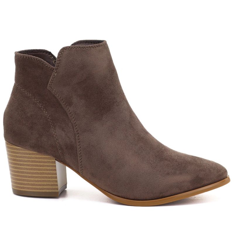 Women’s brown suede heeled ankle boots M.Daszyński MR2624-1