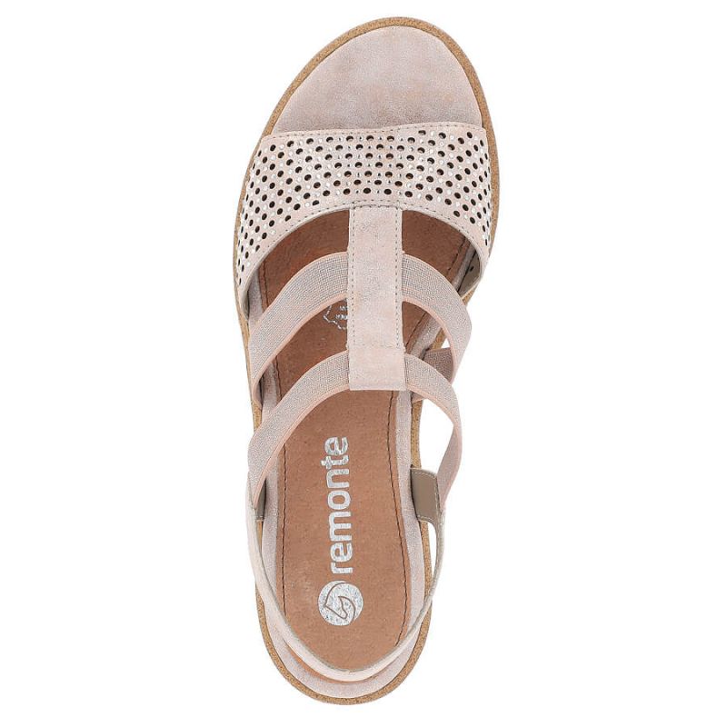 Comfortable wedge sandals Remonte W RKR667, pink gold Footwear/Lifestyle/Rieker Your Sports Performance