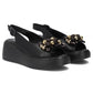 Women's leather wedge sandals, black, Filippo DS7577