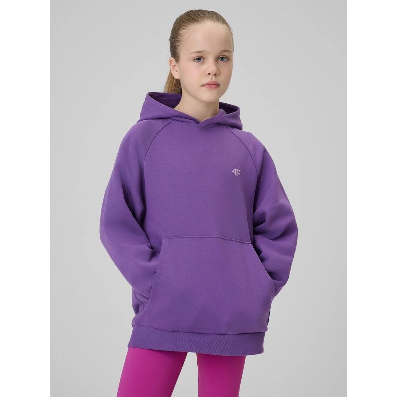 Girls' loose sweatshirt with hood 4F 4FJRSS26TSWSF3040-50S 4f