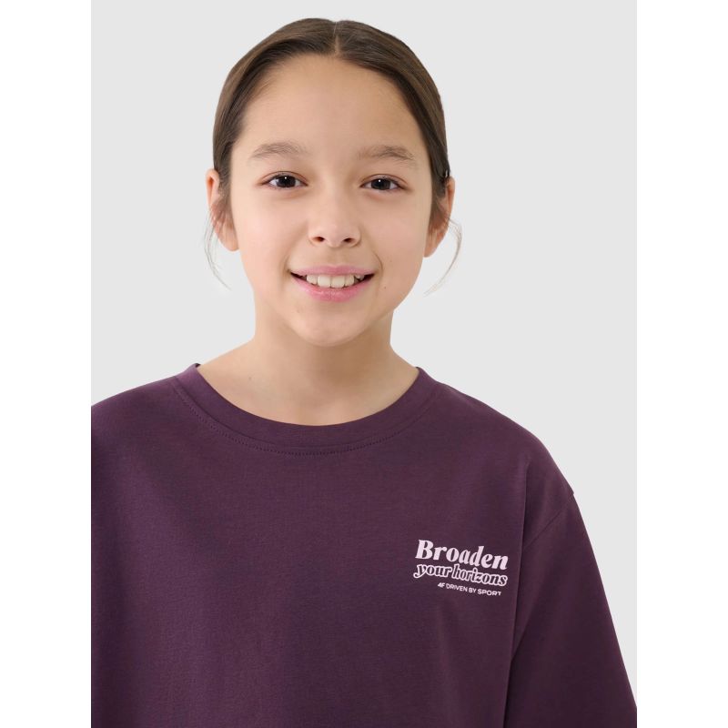 Girls' oversize T-shirt with print 4F 4FJRSS25TTSHF2586-50S *Kategoria tymczasowa Your Sports Performance