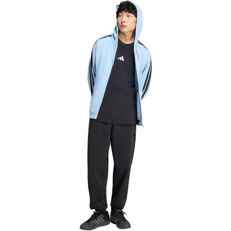 Men's adidas Essentials 3-Stripes Fleece Full-Zip Hoodie, Sky Blue KY4143