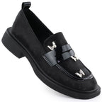 Ladies' loafers with butterflies, black, Potocki SZ12650 Footwear Your Sports Performance