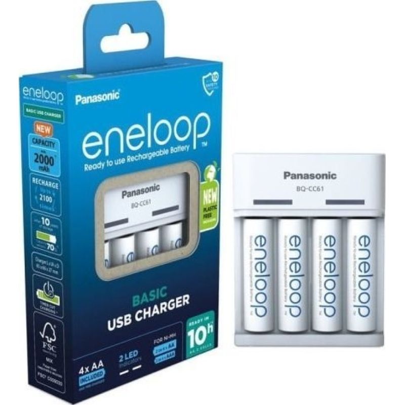 PANASONIC BASIC USB CHARGER + 4x AA ENELOOP 2000 mAh Baterie, akumulatorki i ładowarki/Ładowarki akumulatorowe (bez akumulatorków) Your Sports Performance