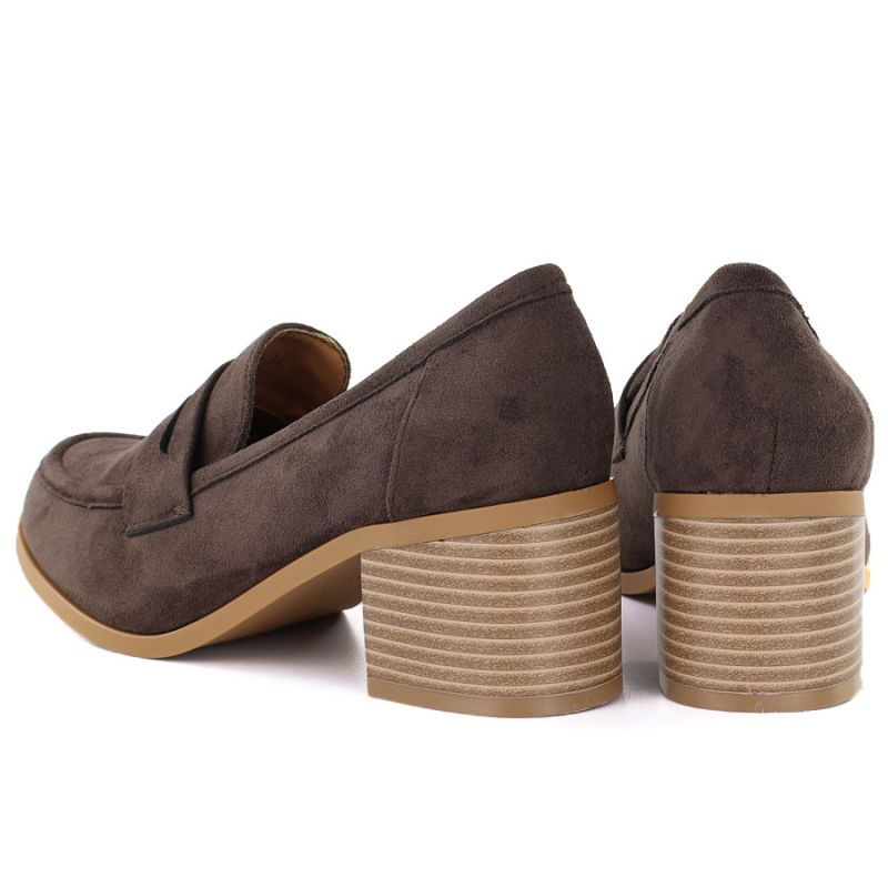 Women's suede brown lords heeled shoes M.Daszyński MR2201D-3A To be categorized Your Sports Performance