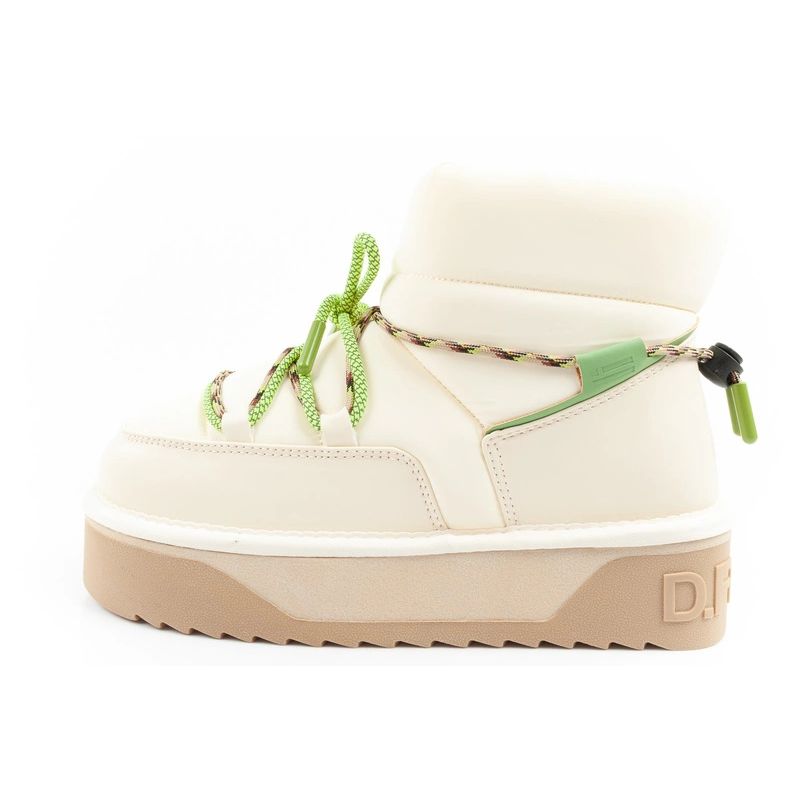 Women's winter snow boots D.Franklin fashionable fur insulated ankle boots beige green D.Franklin