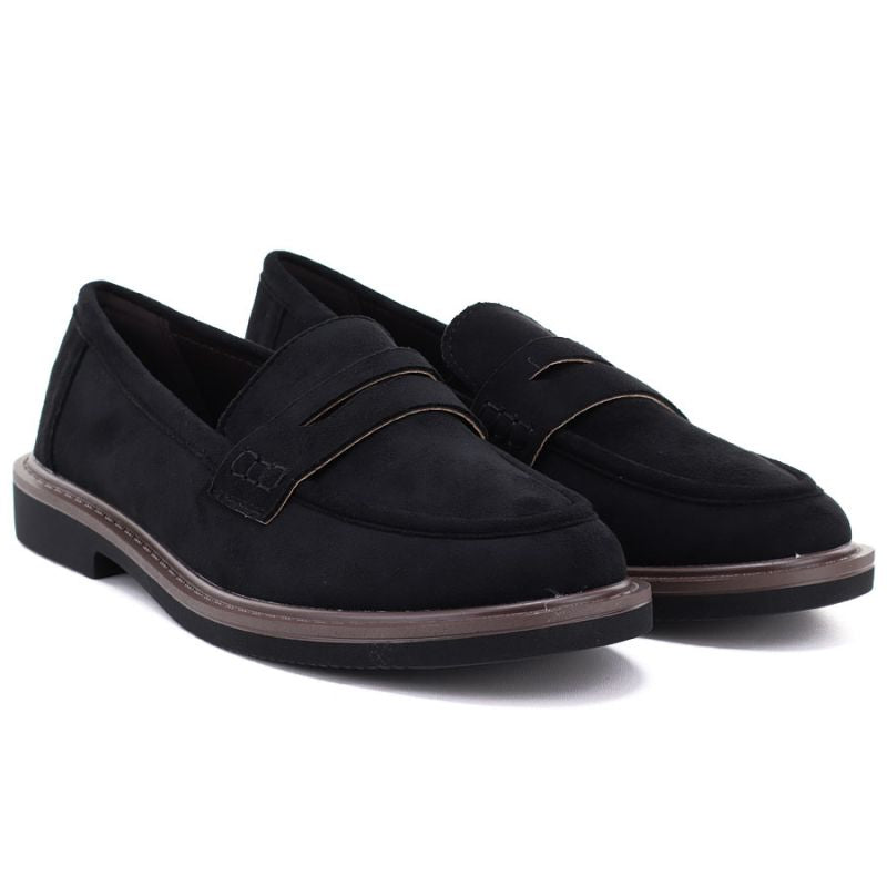 Women's suede lords shoes black Vinceza 62335