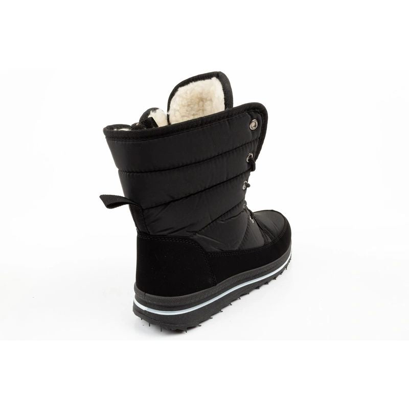 Progress Women’s Winter Boots, Black Insulated Snow Boots with Sheepskin Lining
