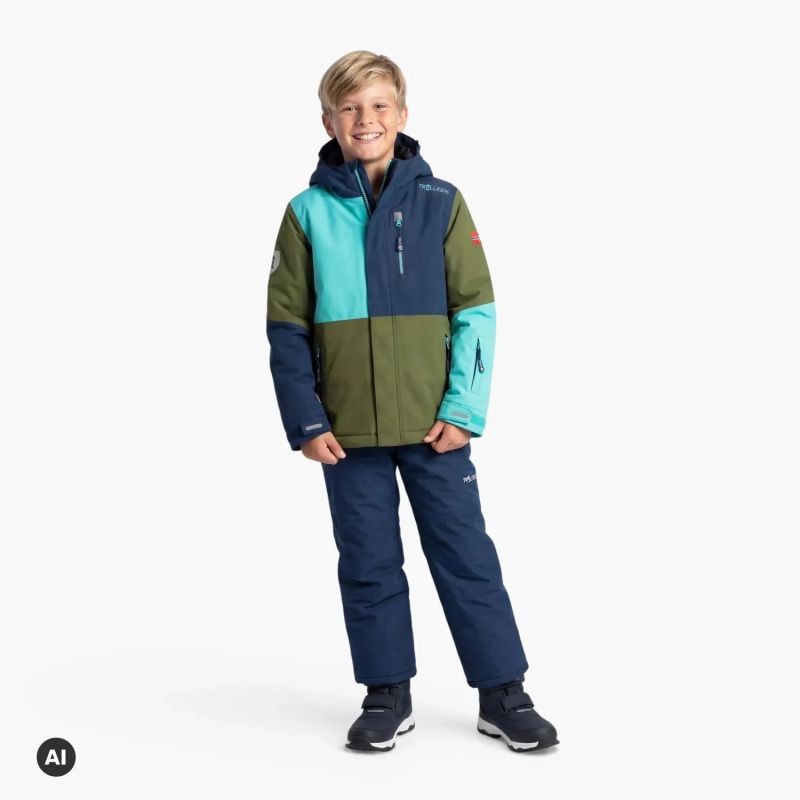 Trollkids Kids Hallingdal Jacket pine green/mystic blue/arctic blue (226-355)